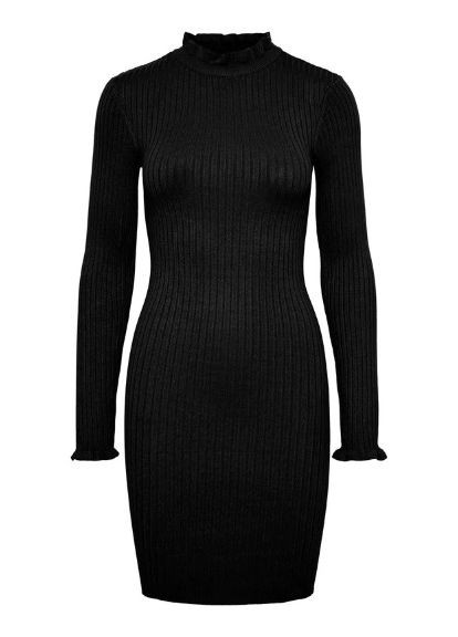 Черное кэжуал платье платье-водолазка Pieces однотонное