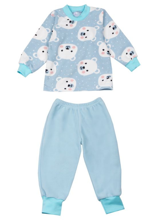 Голубая зимняя пижама детская теплая велсофт для девочки gabbi pgm-23-4 Габби
