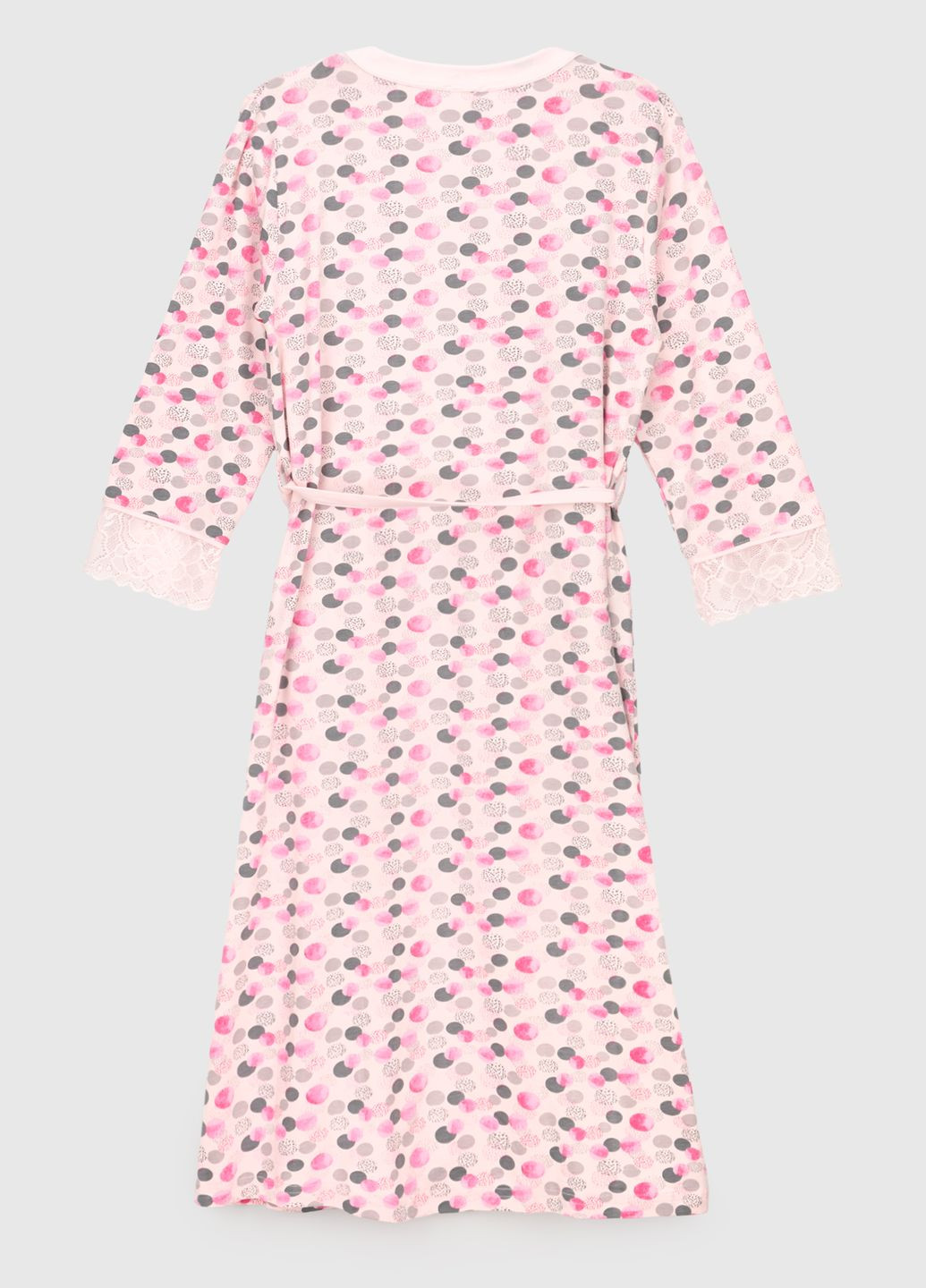 Розовый демисезонный комплект халат+рубашка Nicoletta