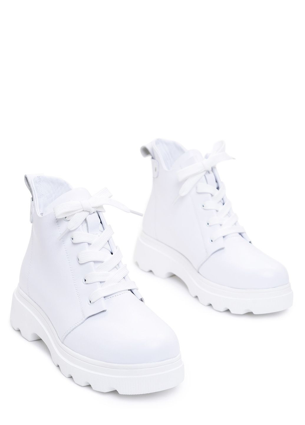 Зимние белые зимние ботинки на шнуровке ISSA PLUS