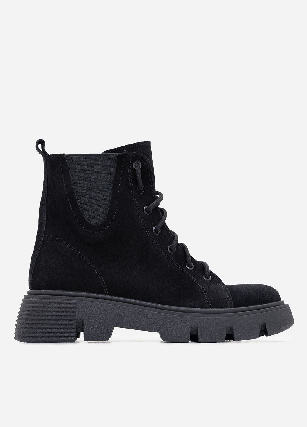 Зимние черные замшевые ботинки с эластичными вставками ISSA PLUS из натуральной замши