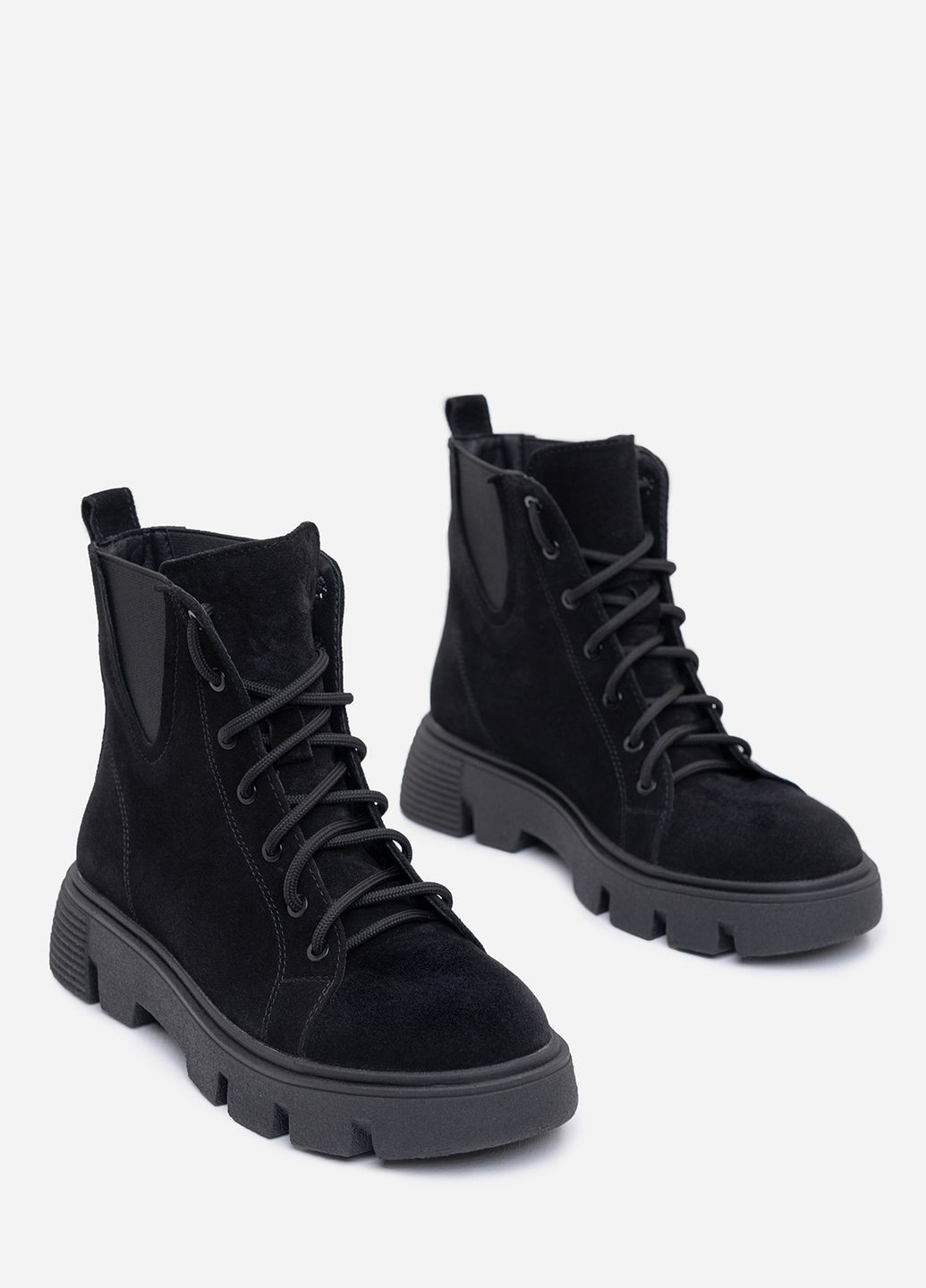 Зимние черные замшевые ботинки с эластичными вставками ISSA PLUS из натуральной замши