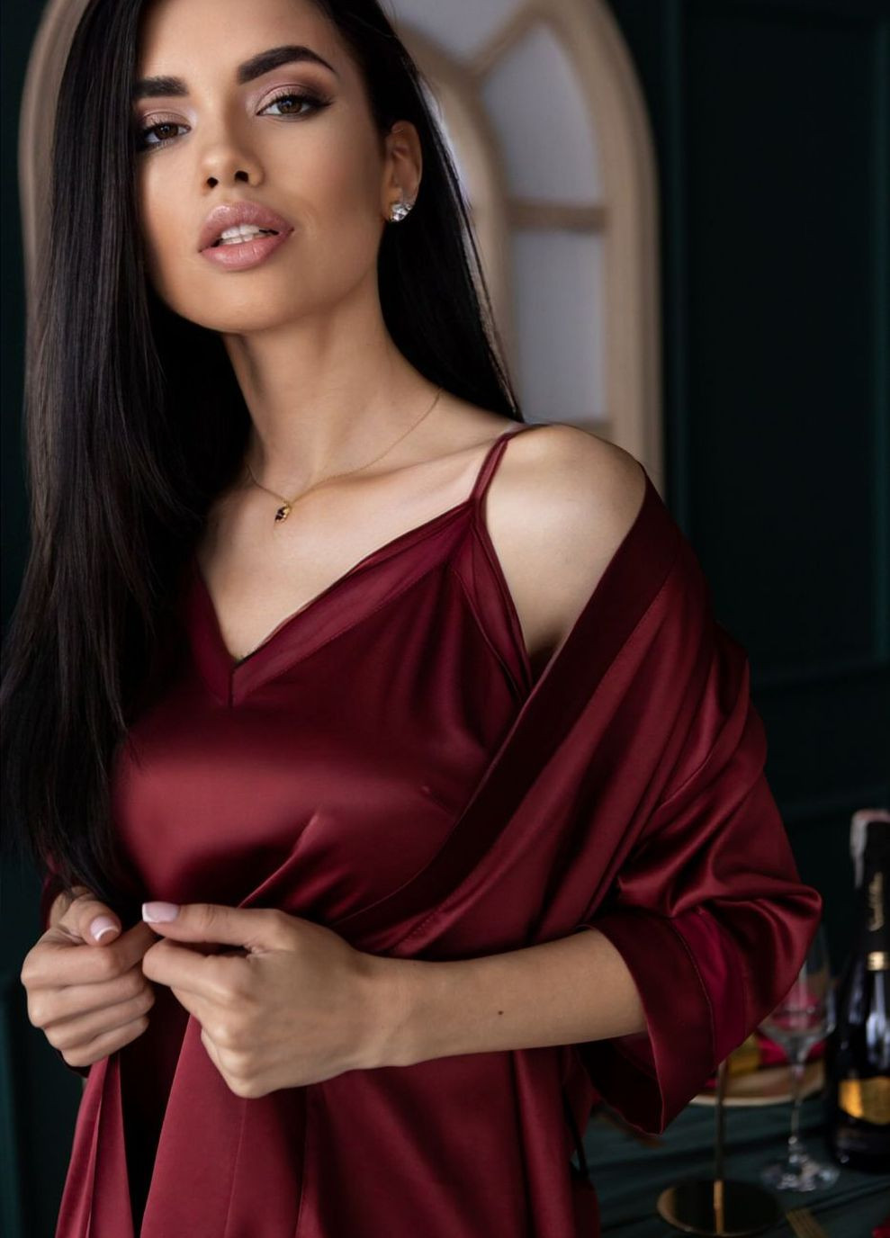 Комплект з сорочкою Кб1091н Бордовий MiaNaGreen (267315392)