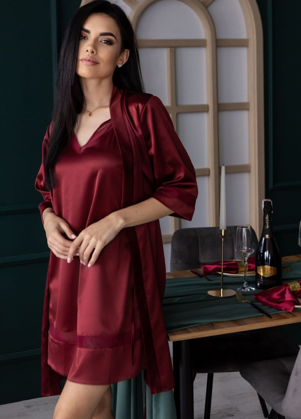 Комплект з сорочкою Кб1091н Бордовий MiaNaGreen (267315392)