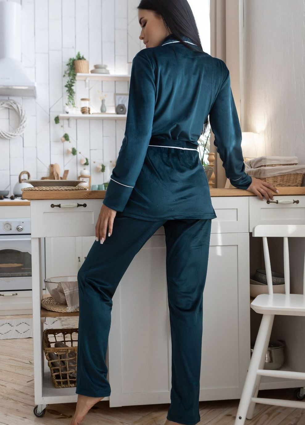 Комплект з кардіганом велюр Кб1424 Темно-зелений MiaNaGreen (267315383)