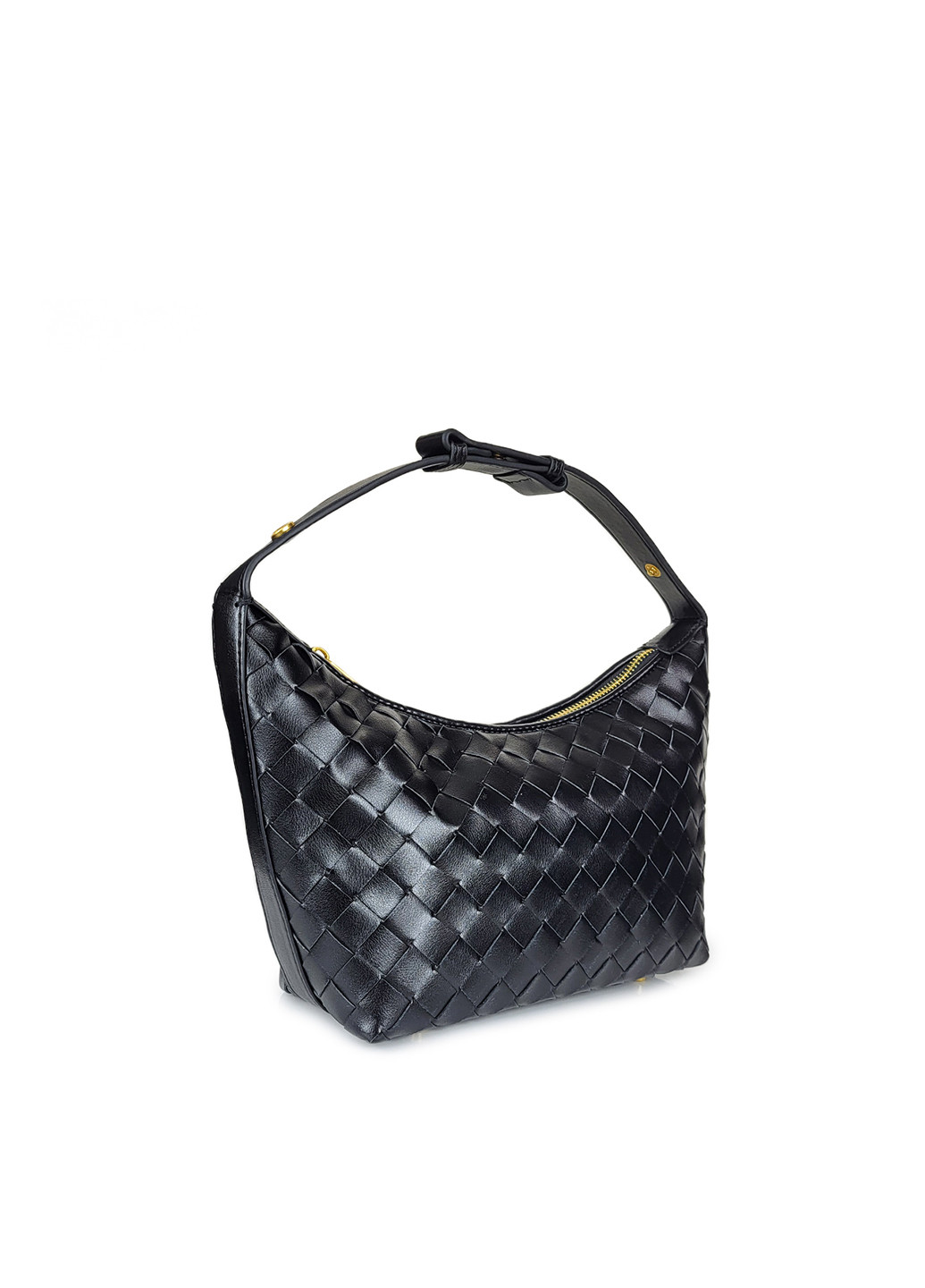 Кожаная сумка хобо черная плетенная, 9752 чорн, Fashion (267404190)