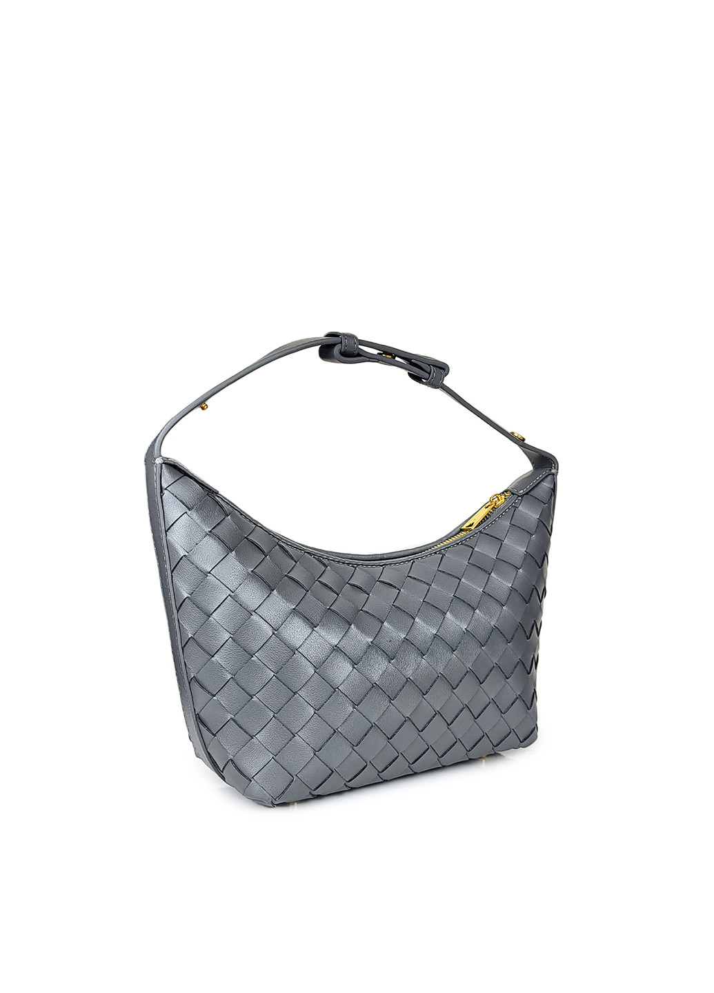 Шкіряна сумка хобо сіра плетена, 9752 сір, Fashion (267404187)