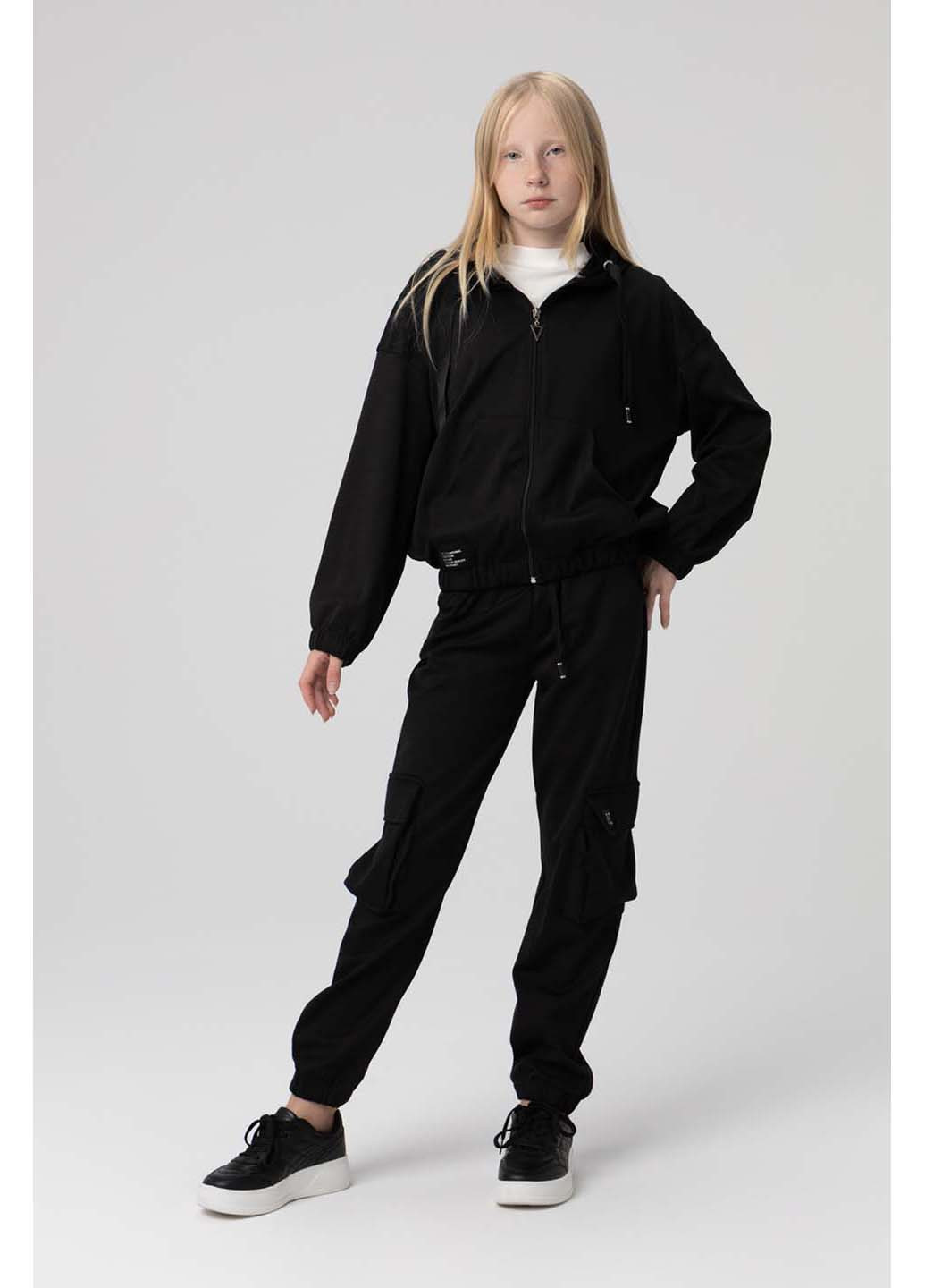 Черный демисезонный костюмы для девочки кофта, брюки Viollen