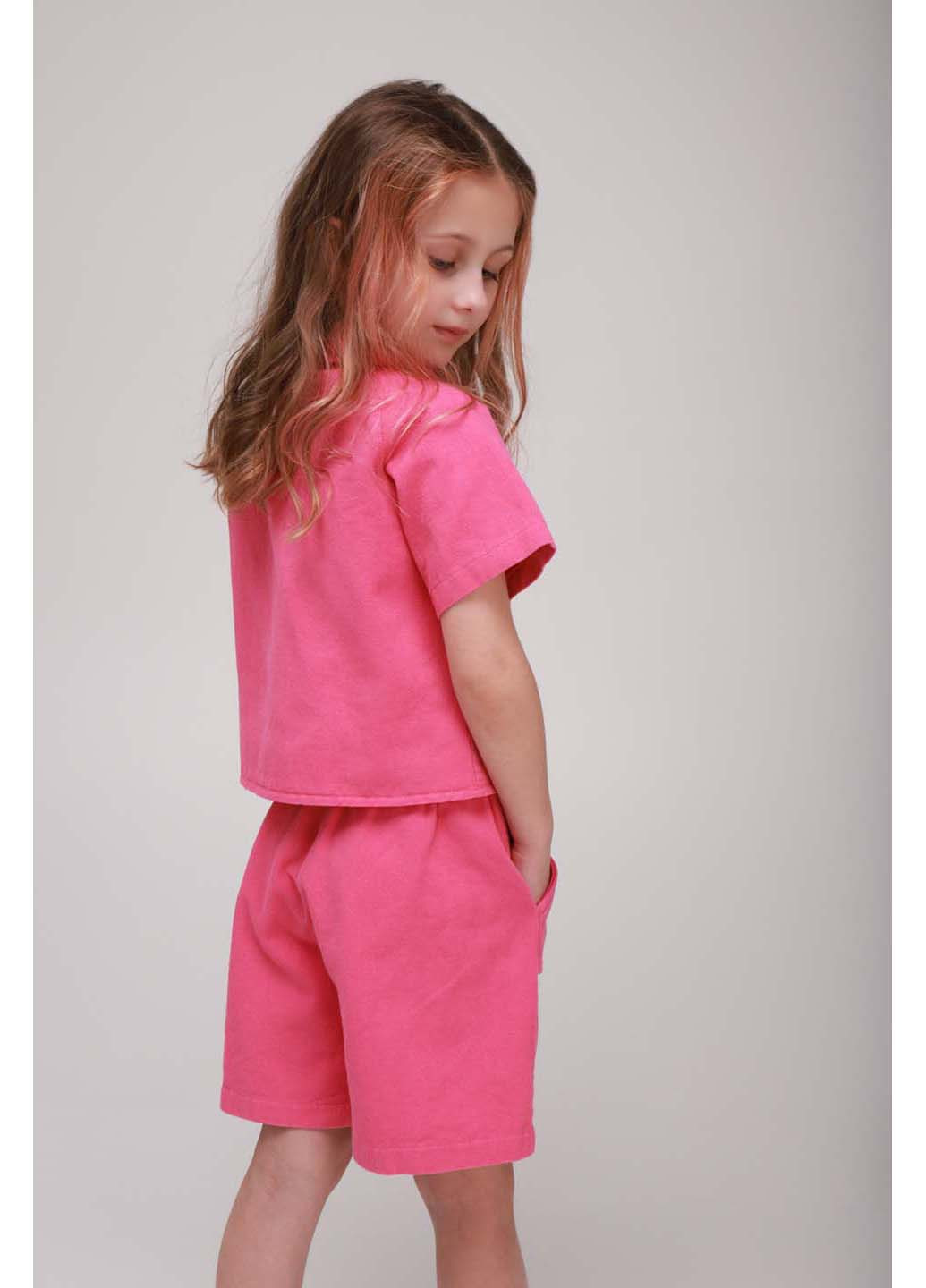 Малиновий демісезонний костюм для дівчинки сорочка, шорти Cemix