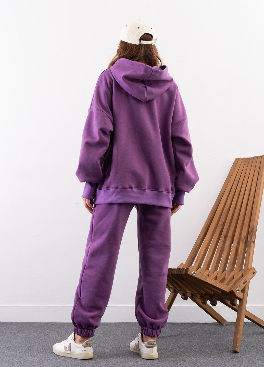 Теплый оверсайз костюм сиреневого цвета ISSA PLUS 14274 (267330424)