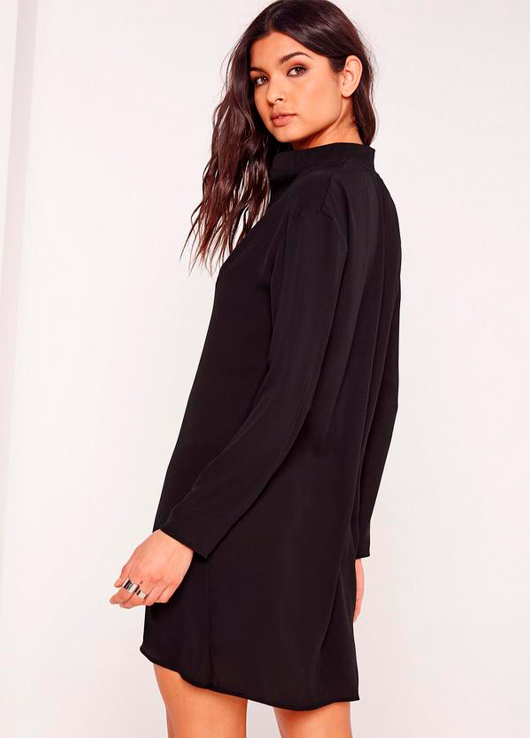 Черное кэжуал женское платье рубашка баллон Missguided однотонное