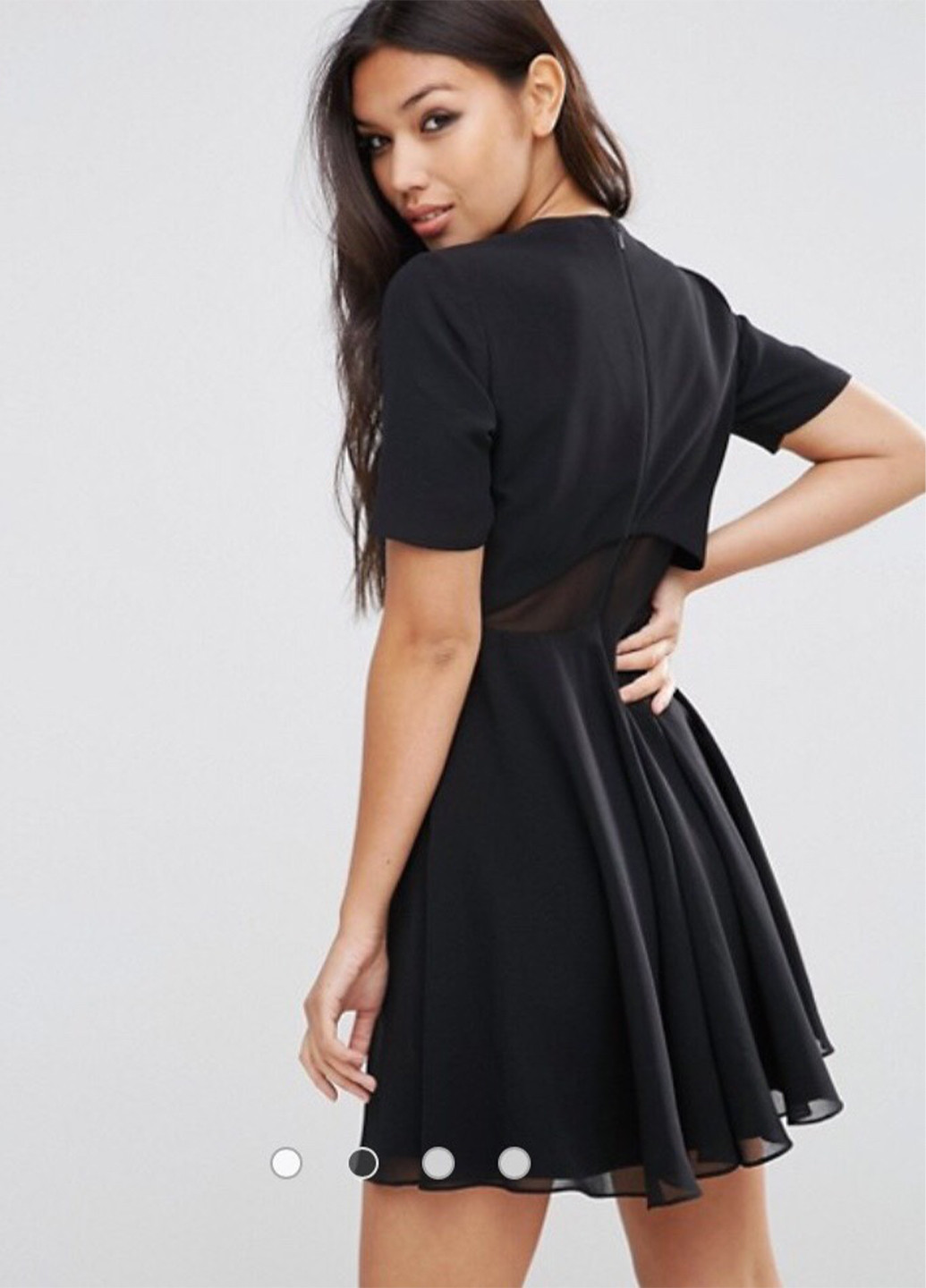 Чорна святковий жіноча чорна міні сукня кльош, бебі долл, з пишною спідницею Asos однотонна