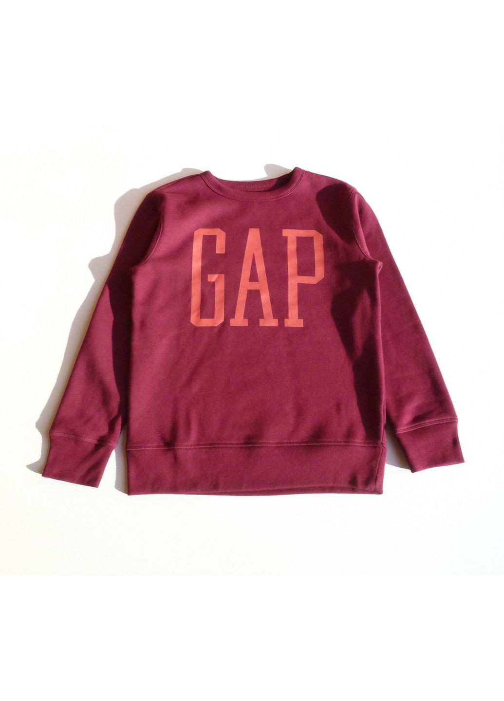 Gap свитшот детский на флисе для мальчика с брендовым лого, 152-158 см, 12-13 р. логотип бордовый повседневный хлопок