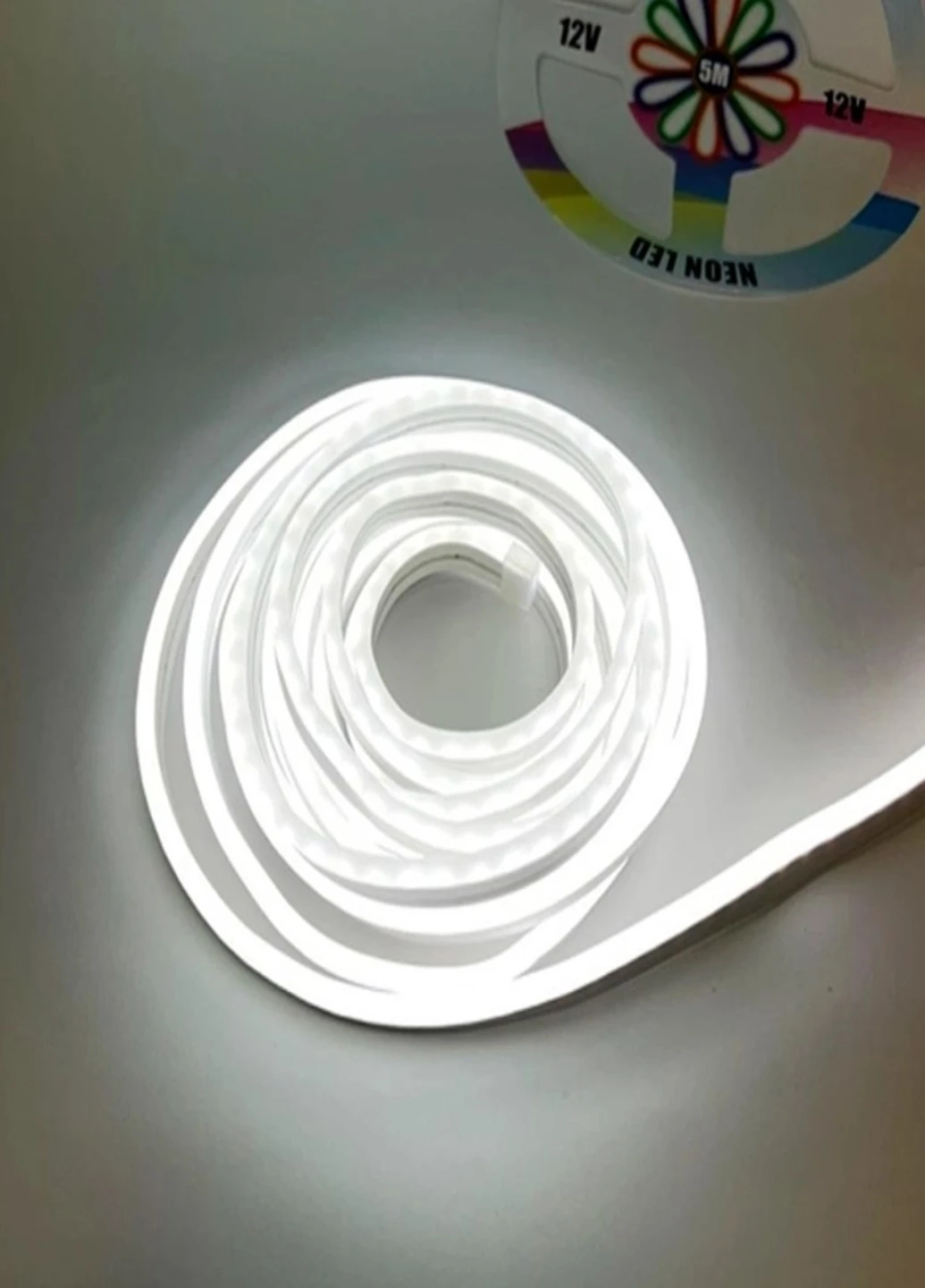 Гибкая неоновая лента LED NEON Белая 5M, силиконовая неоновая лента на потолок 12V-220V No Brand (267499266)