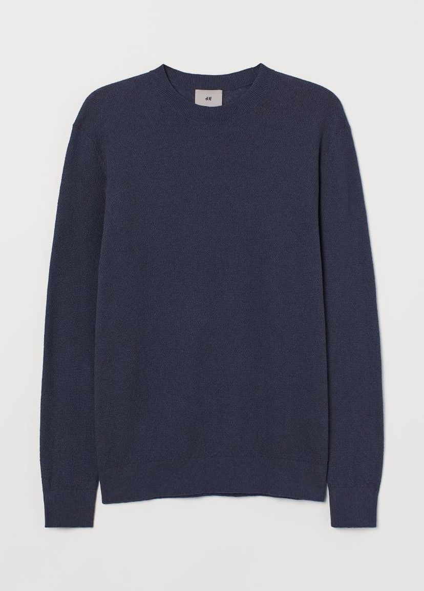 Темно-синій демісезонний светр льон бленд H&M