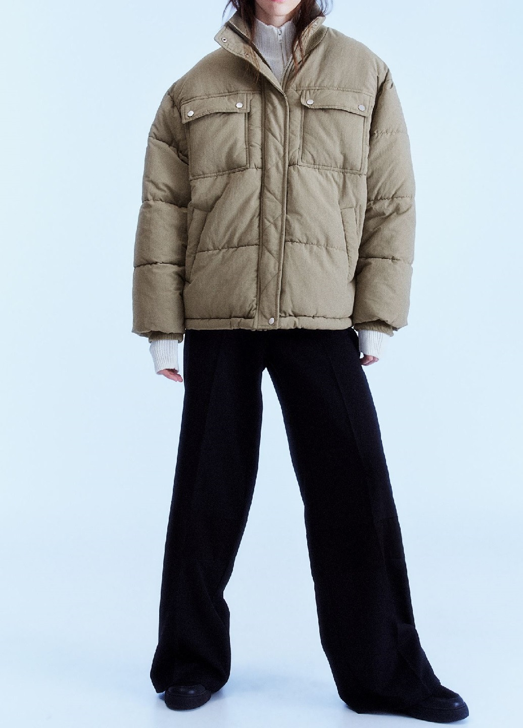Оливкова (хакі) зимня куртка H&M