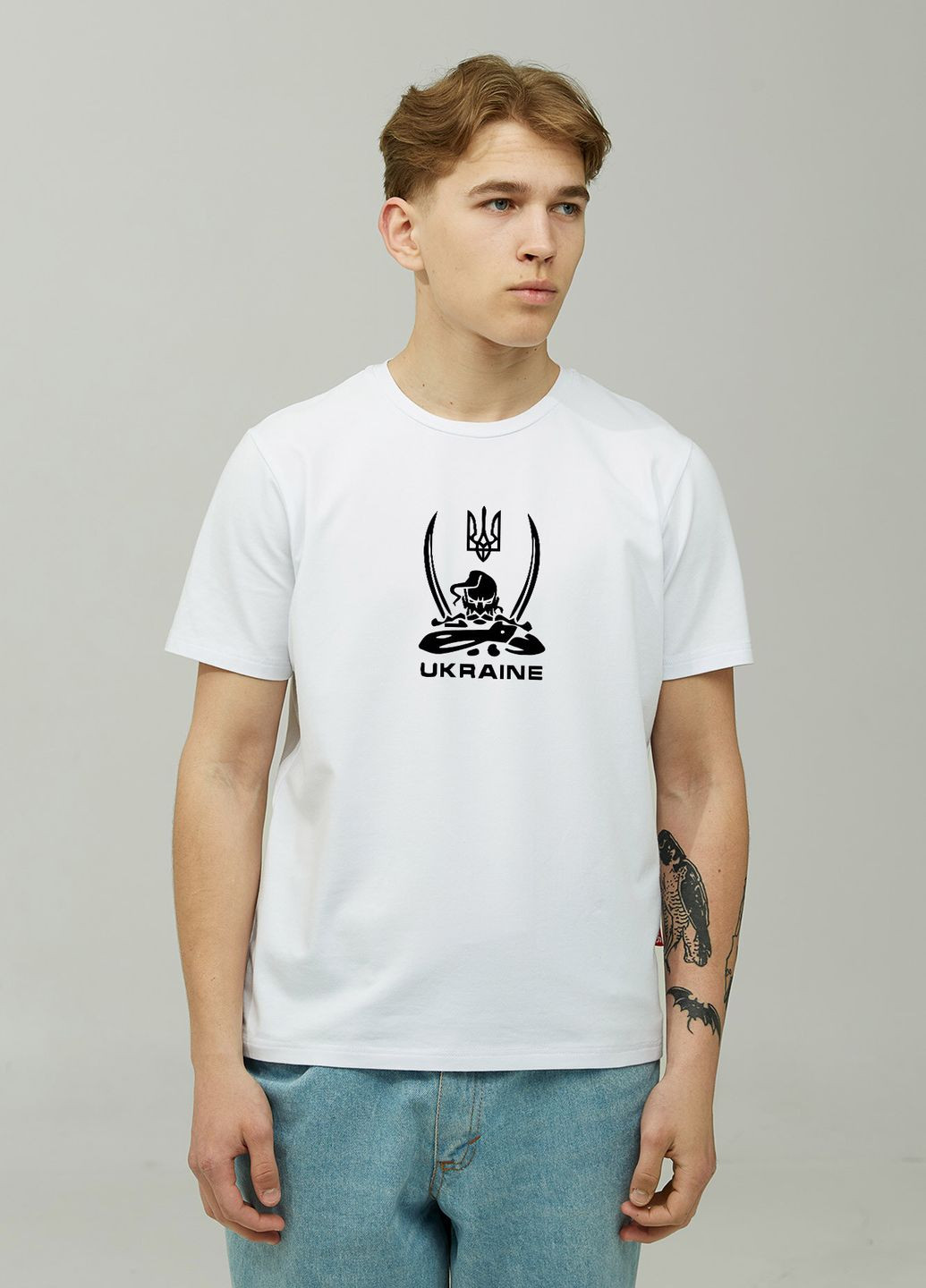 Белая мужская футболка с надписями козак_ukraine с коротким рукавом Gen