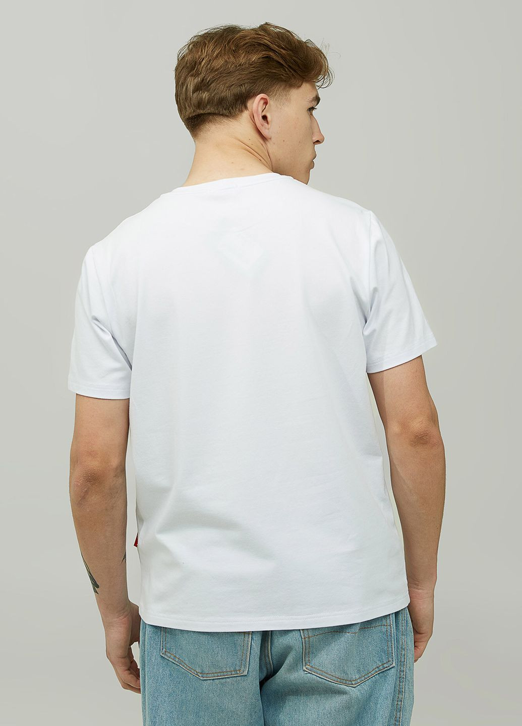 Белая футболка мужская герб_ритм с коротким рукавом Gen