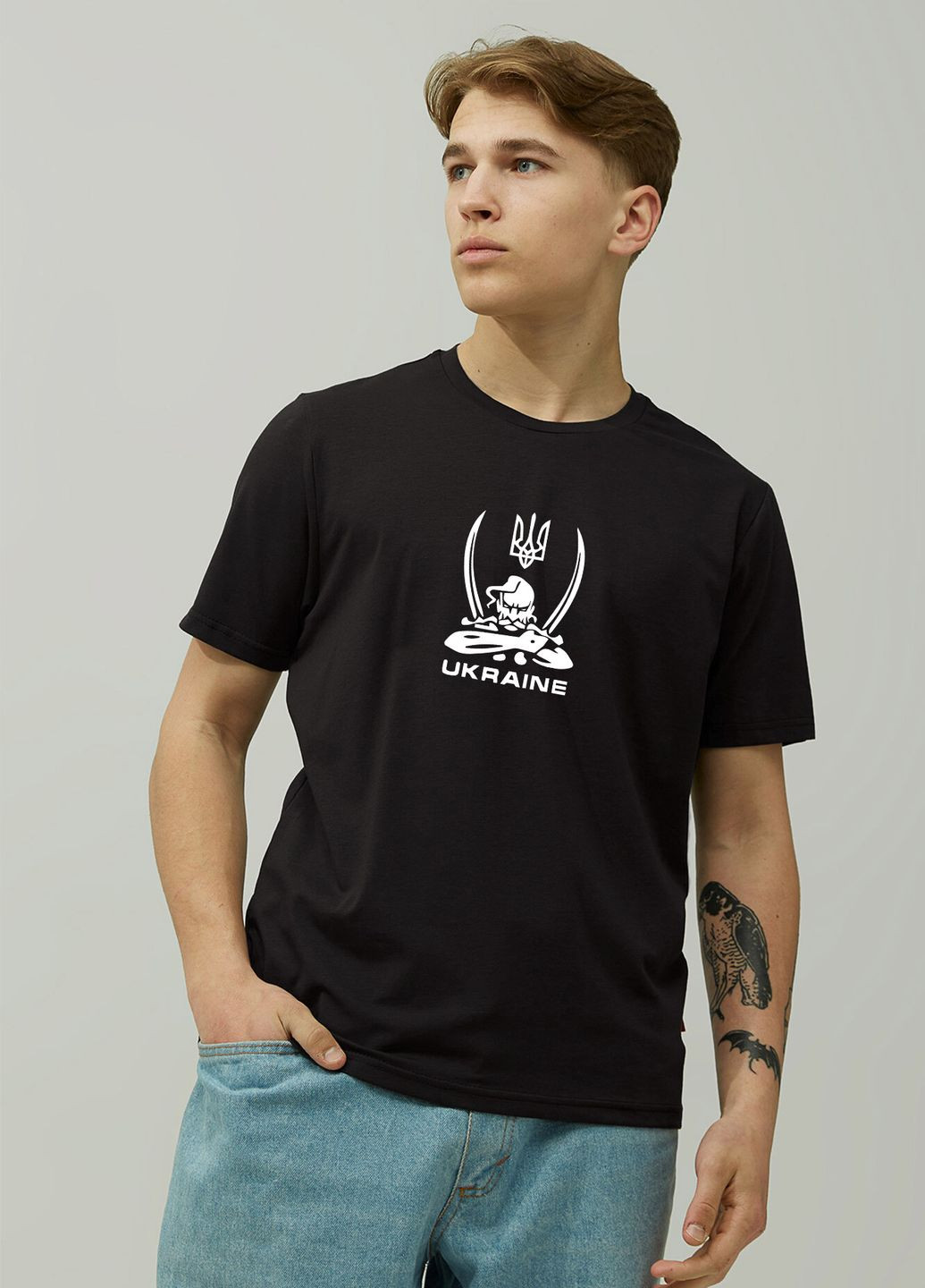 Черная мужская футболка с надписями козак_ukraine с коротким рукавом Gen