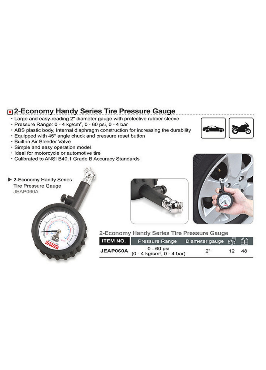 Манометр шинный TOPTUL (267660035)