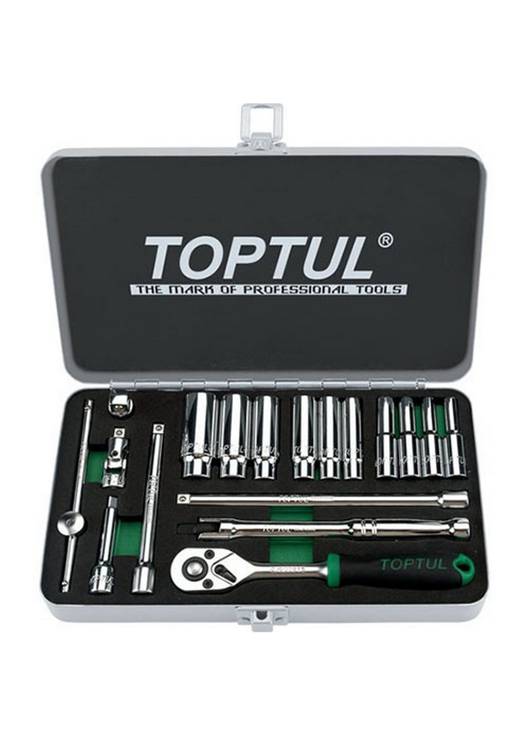 Комплект інструменту дюймового 1/4" 18од. 3/16"-9/16" (довгі головки) TOPTUL (267654124)