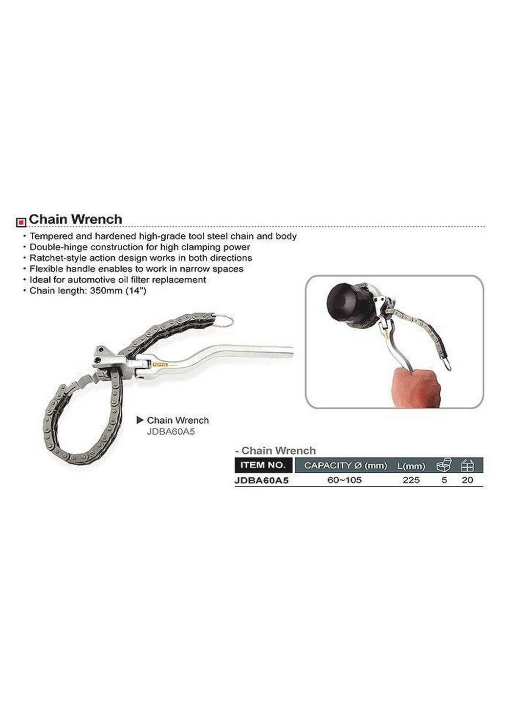 Знімач ланцюгових фільтрів з шарніром 60-105 мм TOPTUL (267654350)