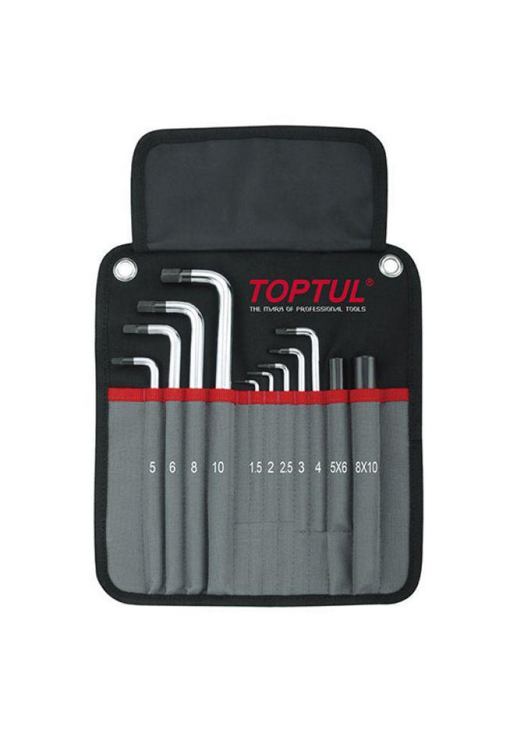 Комплект ключей шестигранных с шаром 1,5-10мм 11ед. супердлинных в чехле TOPTUL (267654236)