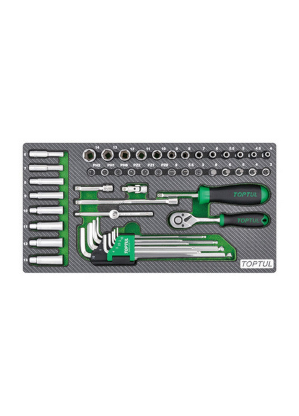 Набор инструментов комбинированный 1/4" 50ед. (в ложементе) TOPTUL (267655059)