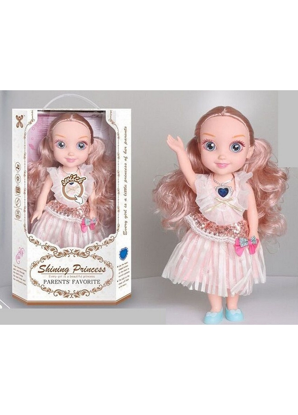 Куколка с длинными волосами в нарядном платье 16х6х34 см No Brand (267653839)