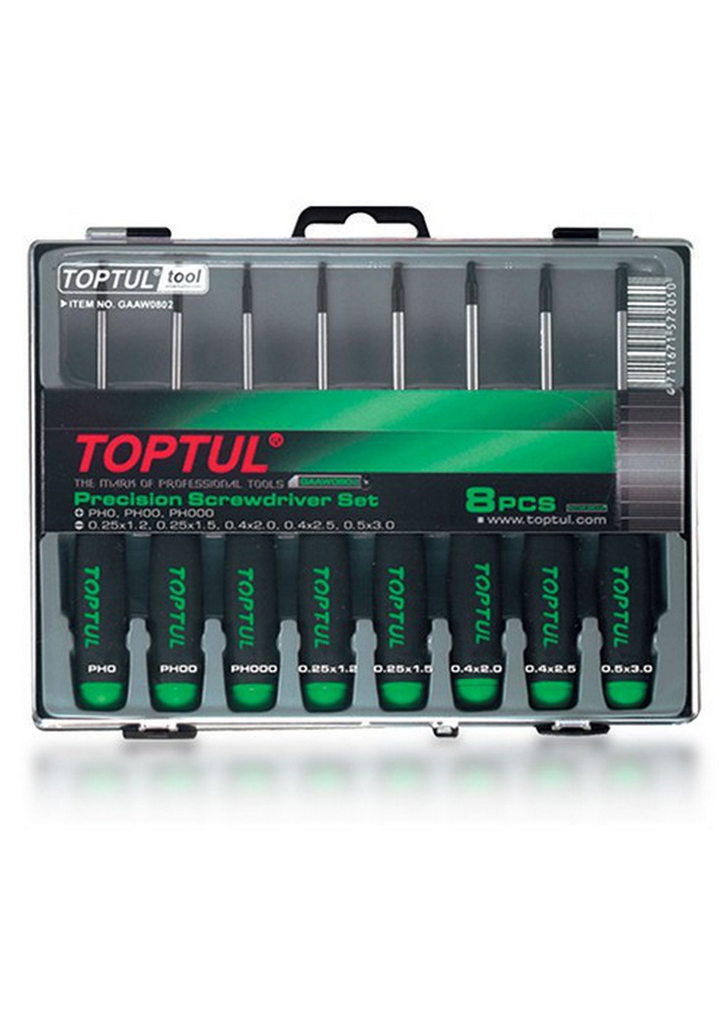 Комплект прецизионных отверток (PH000-PH0, SL1.2-SL3) 8ед. TOPTUL (267655232)