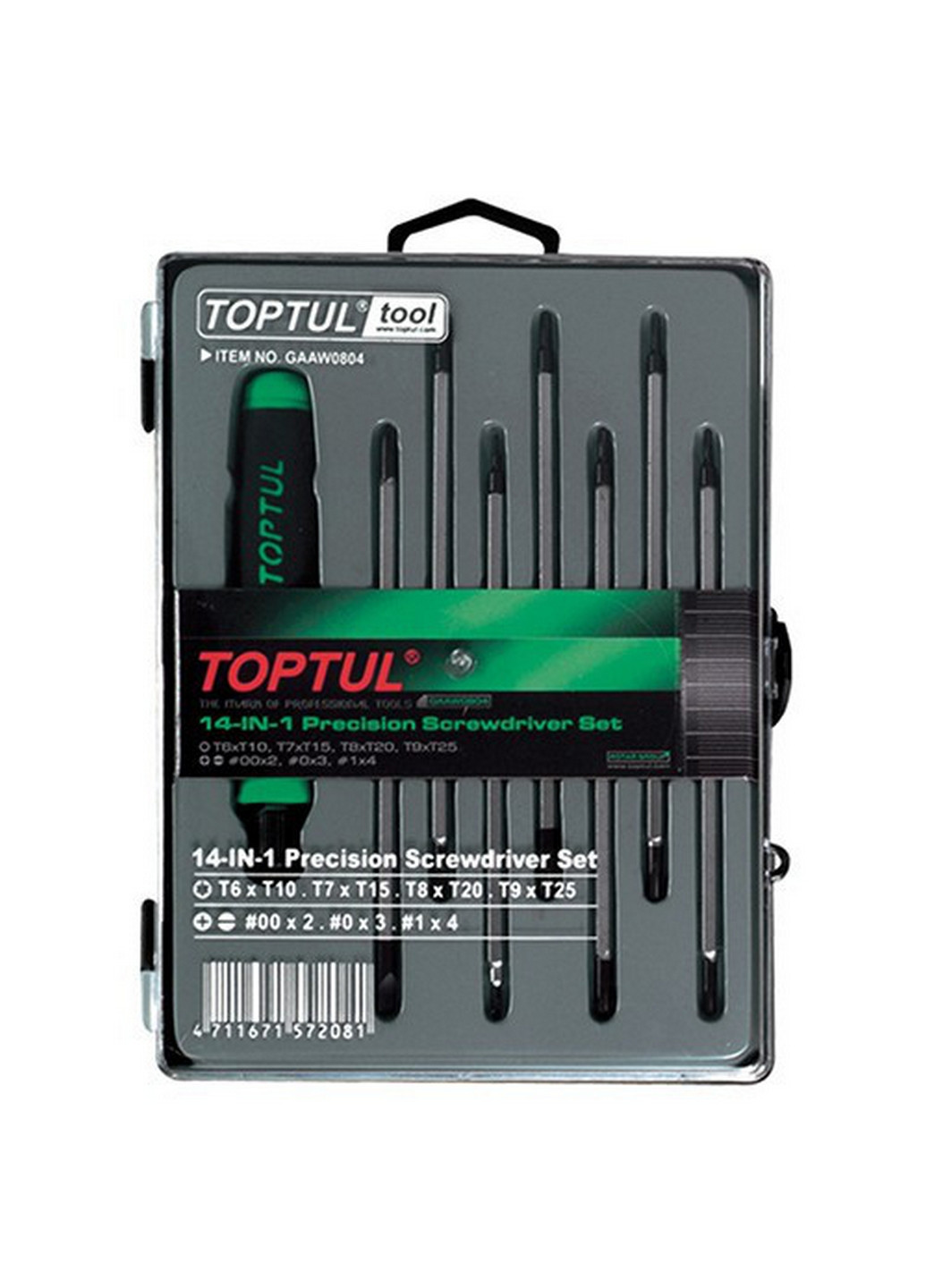 Комплект отверток для точных работ 14 в 1 (T5-T20,PH,SL) TOPTUL (267659356)