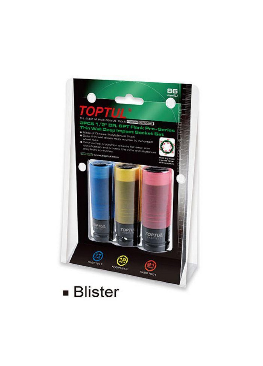 Комплект головок для шиномонтажа 1/2" 3ед. Pro-Series TOPTUL (267654341)