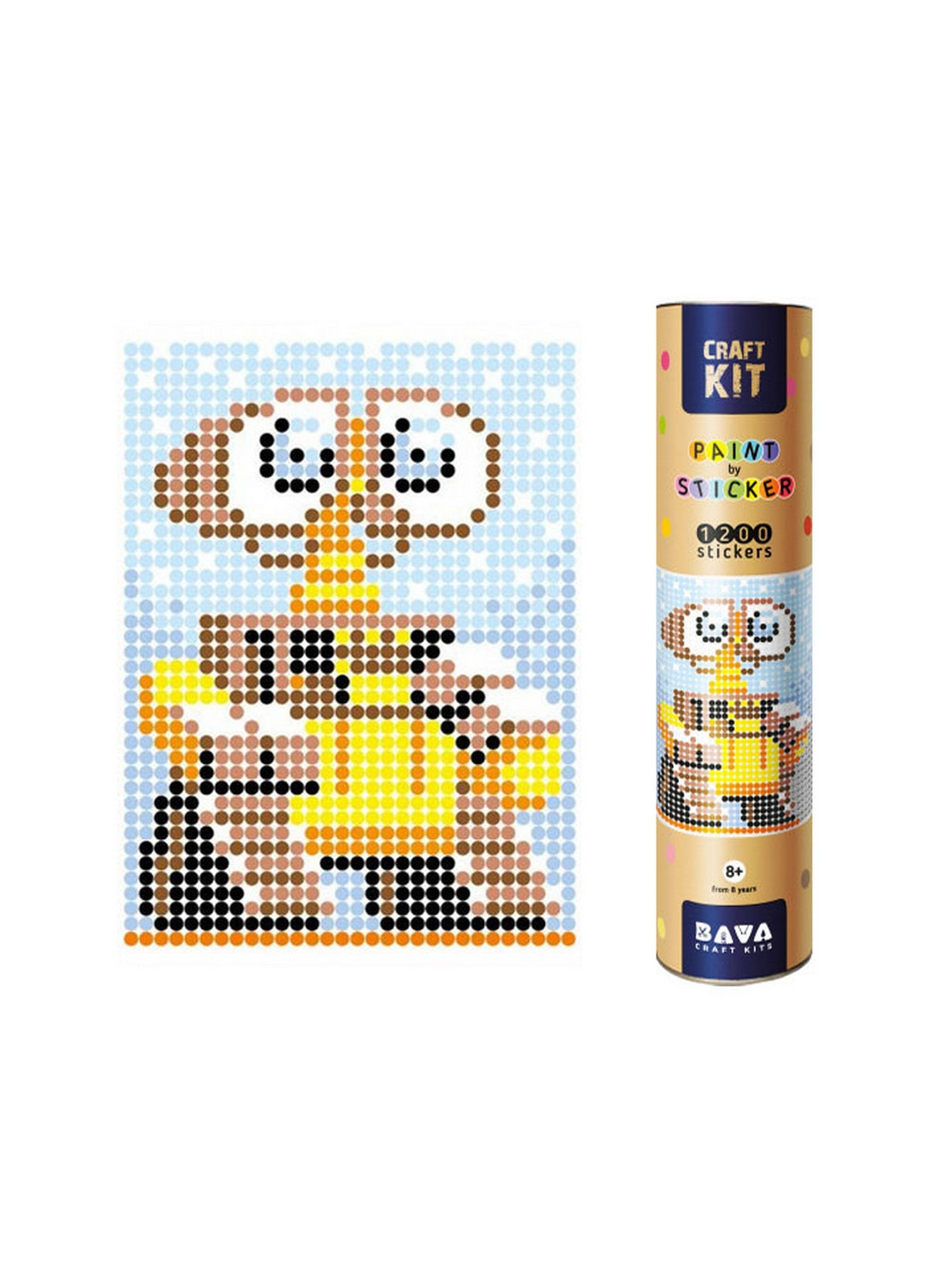 Картина по номерам стикерами в тубусе "Робот желтый" (WALL-E), 1200 стикеров 33х48 см УМНЯШКА (267655549)