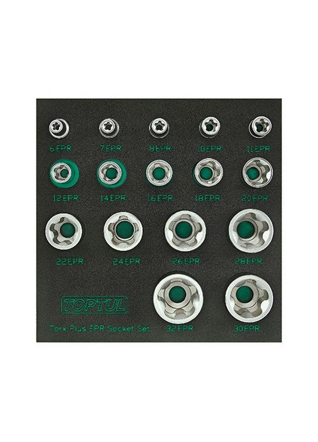 Комплект головок Plus EPR 1/4",3/8",1/2" 6EPR-32EPR 16ед. в ложементе TOPTUL (267658269)