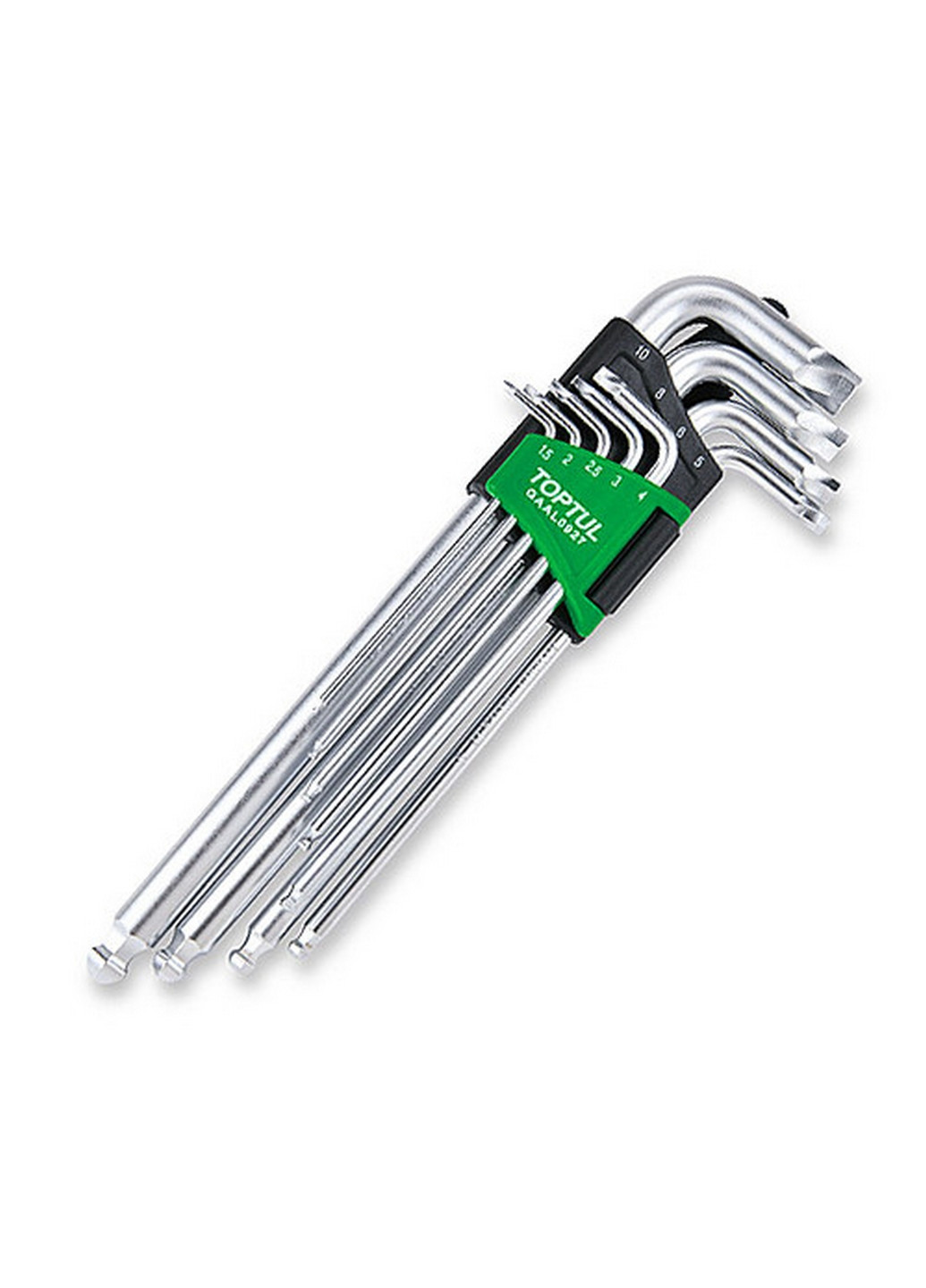 Комплект шестигранников 1,5-10мм 9ед. супердлинных с экстрактором и шаром TOPTUL (267655148)