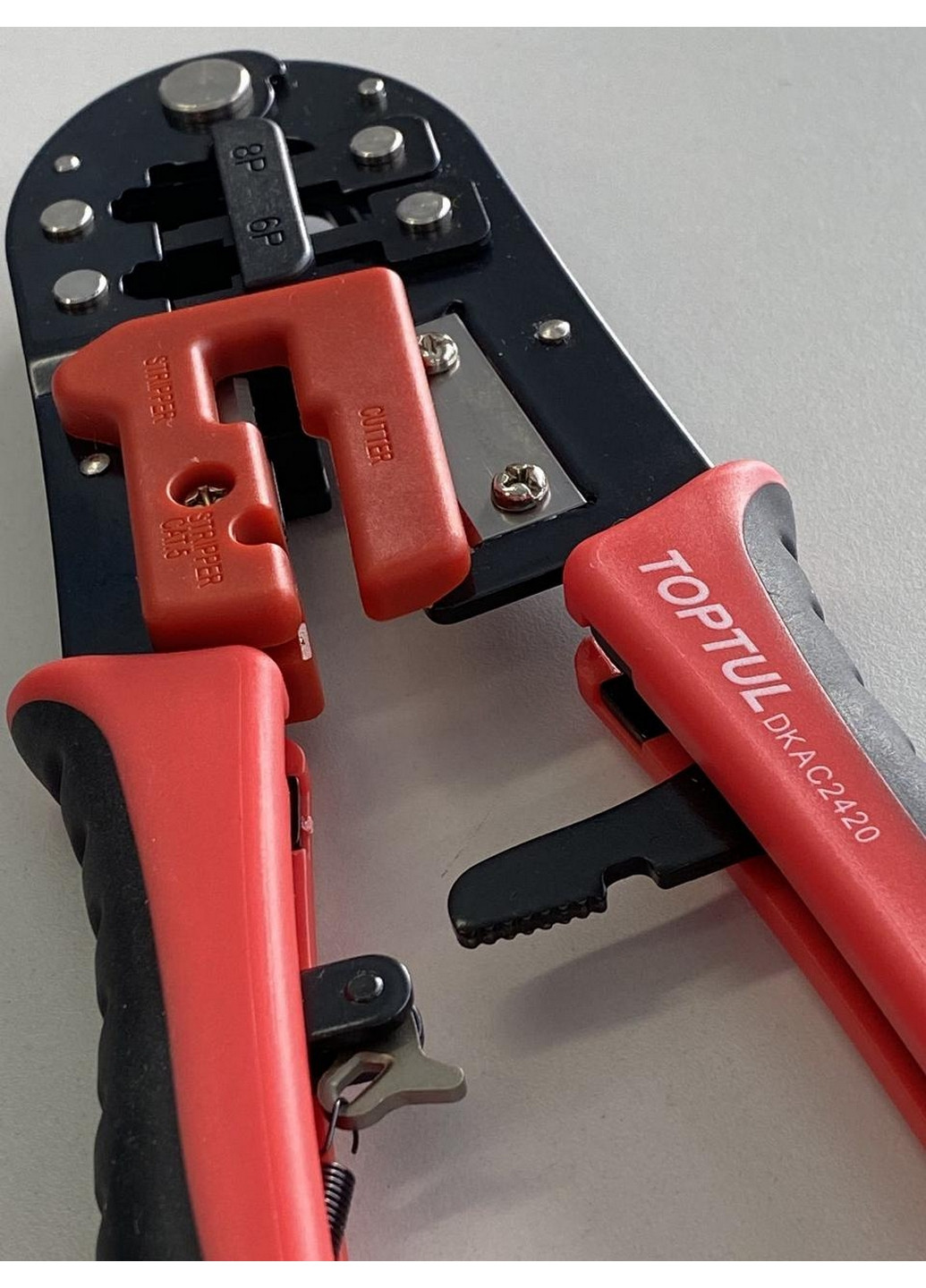 Клещи для обжима и зачистки проводов (RJ11/RJ12/RJ45) трещоточные TOPTUL (267659153)