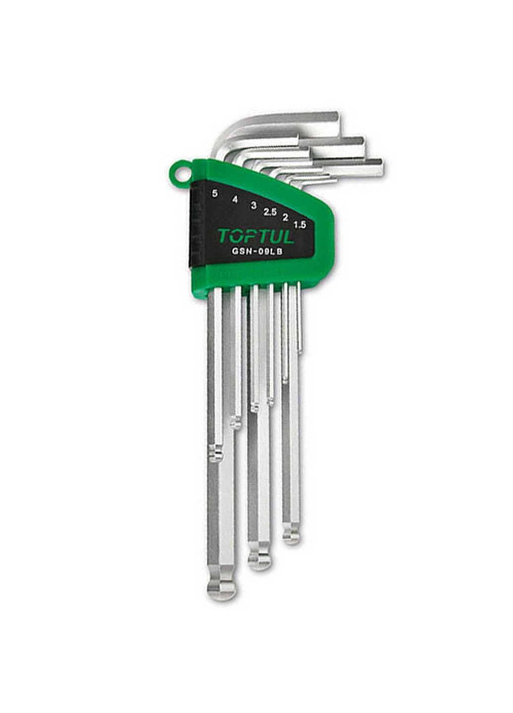 Комплект Г-обр. шестигранників 1,5-10мм 9од. довгих із кулею TOPTUL (267657271)