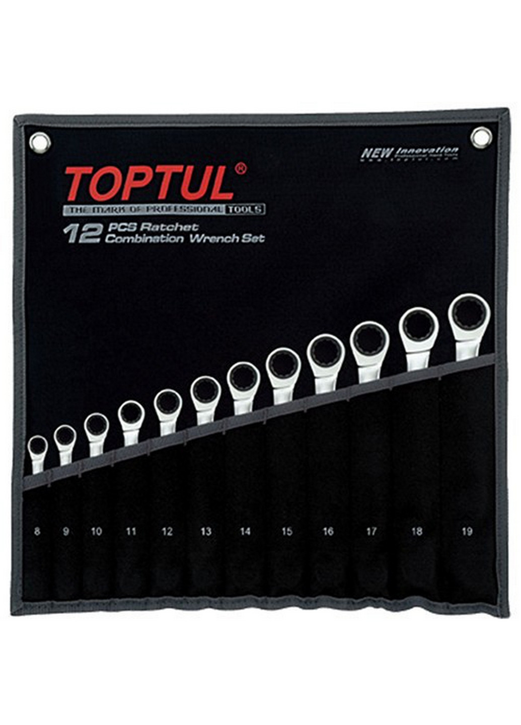 Комплект комбінованих ключів тріскачкових 8-19мм 12од. у чохлі TOPTUL (267656145)