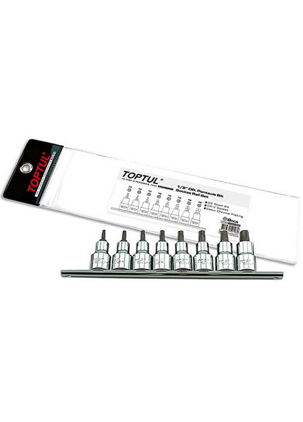 Комплект головки с насадкой пятигранные с отверстием 1/2" T20-T55 8ед. TOPTUL (267655129)