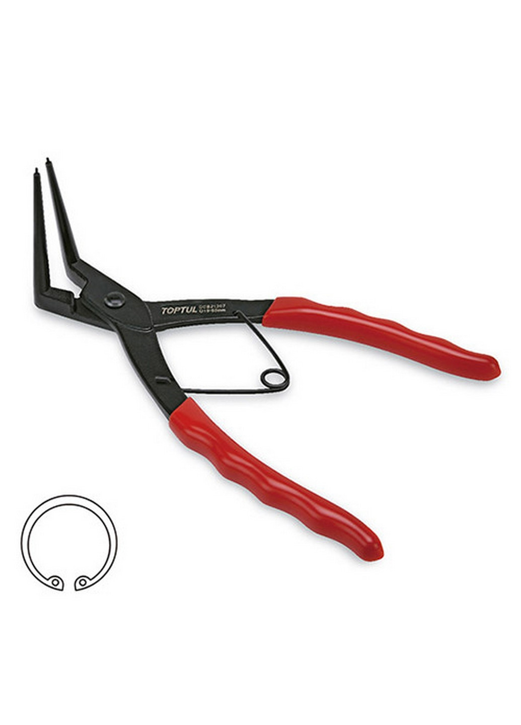 Круглогубцы для стопорных колец 7" (сжим загнутые, 90°) усиленные TOPTUL (267658180)