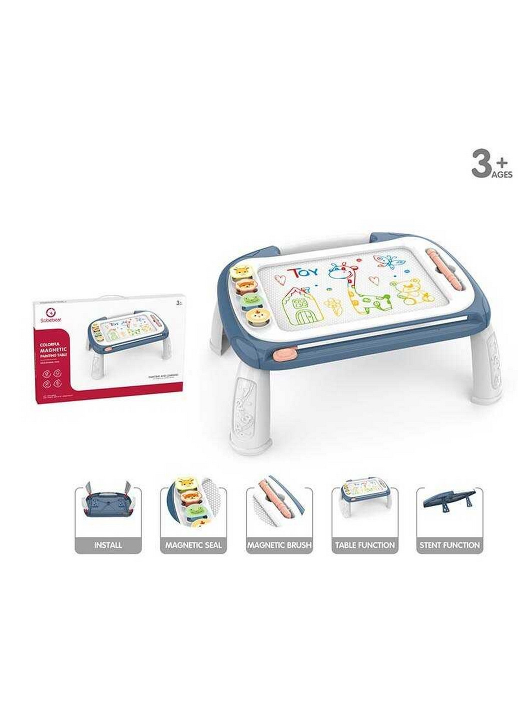 Детский развивающий столик для рисования со штампами 20х45х35 см No Brand (267657884)