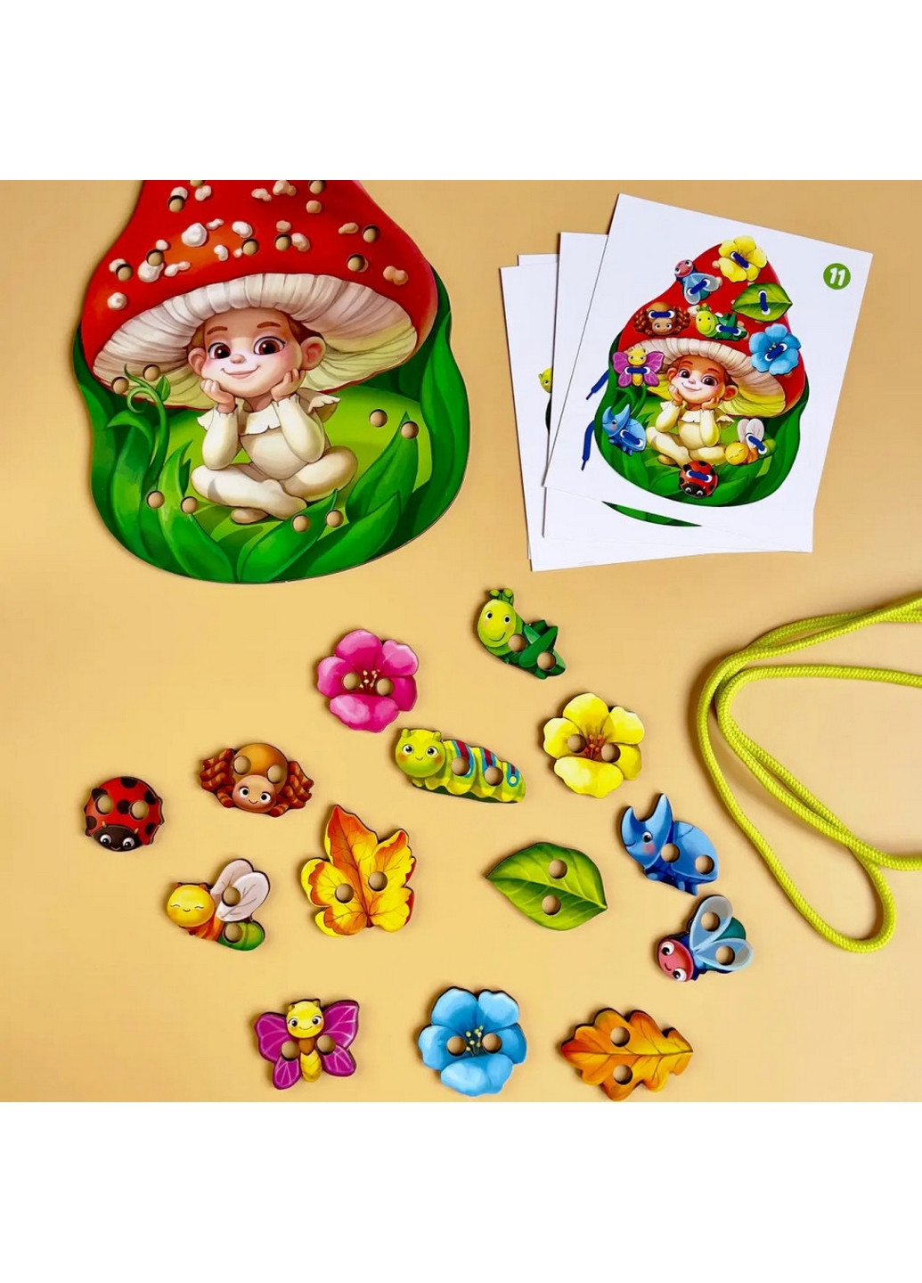 Дерев'яне шнурівка "Мухоморчик" 1х26х19 см Ubumblebees (267658658)