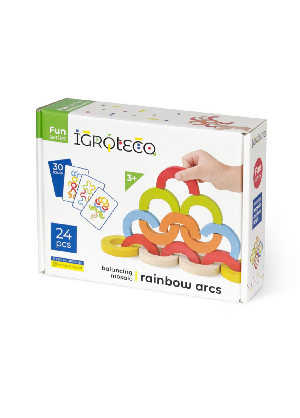 Деревянная развивающая игра "Радужные дуги" мозаика-балансир 16х6х22 см Igroteco (267657660)