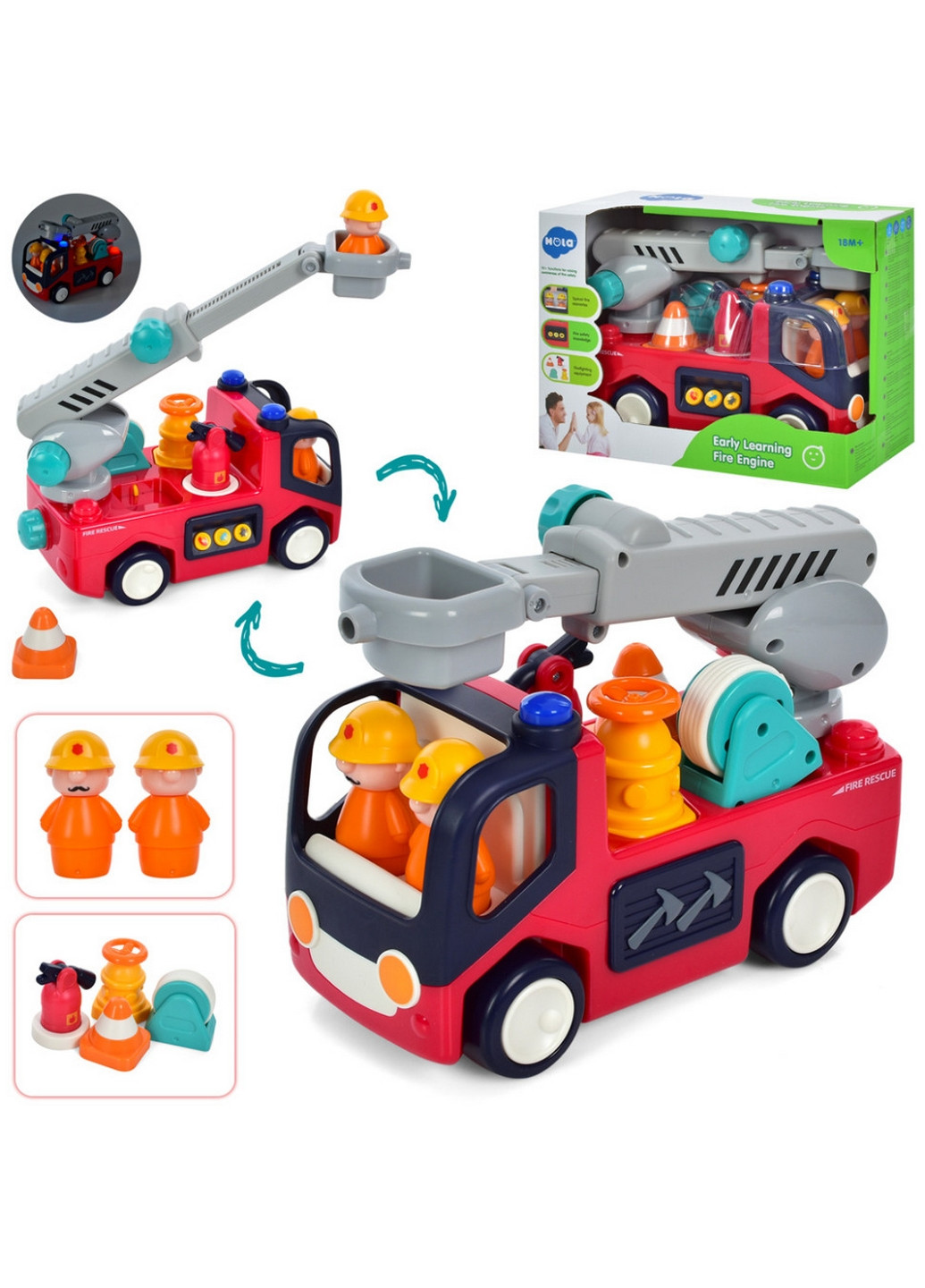 Дитяча Пожежна машинка зі світлом та звуком 18,5х25х12 см Hola Toys (267658523)