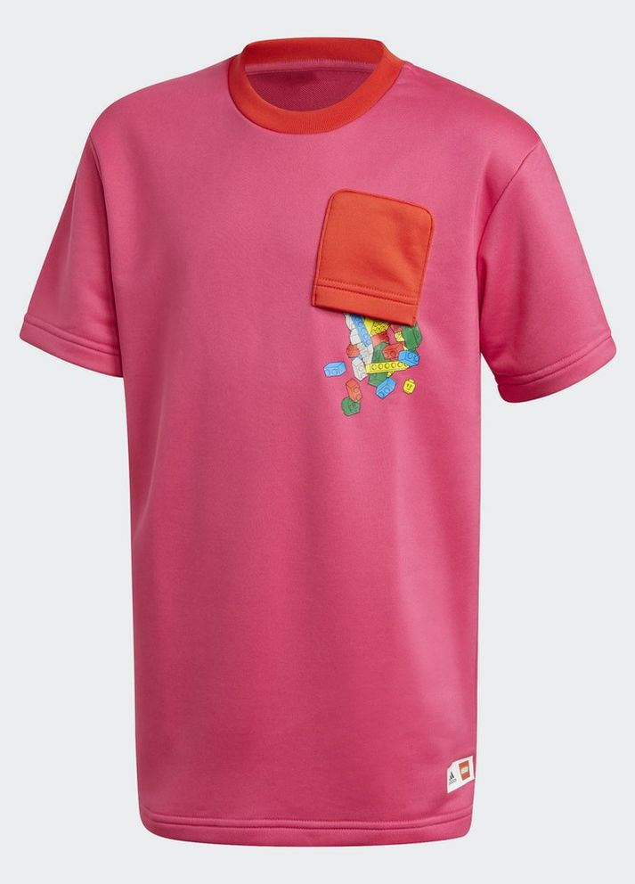 Розовая демисезонная детская футболка lego® bricks gn6775 adidas