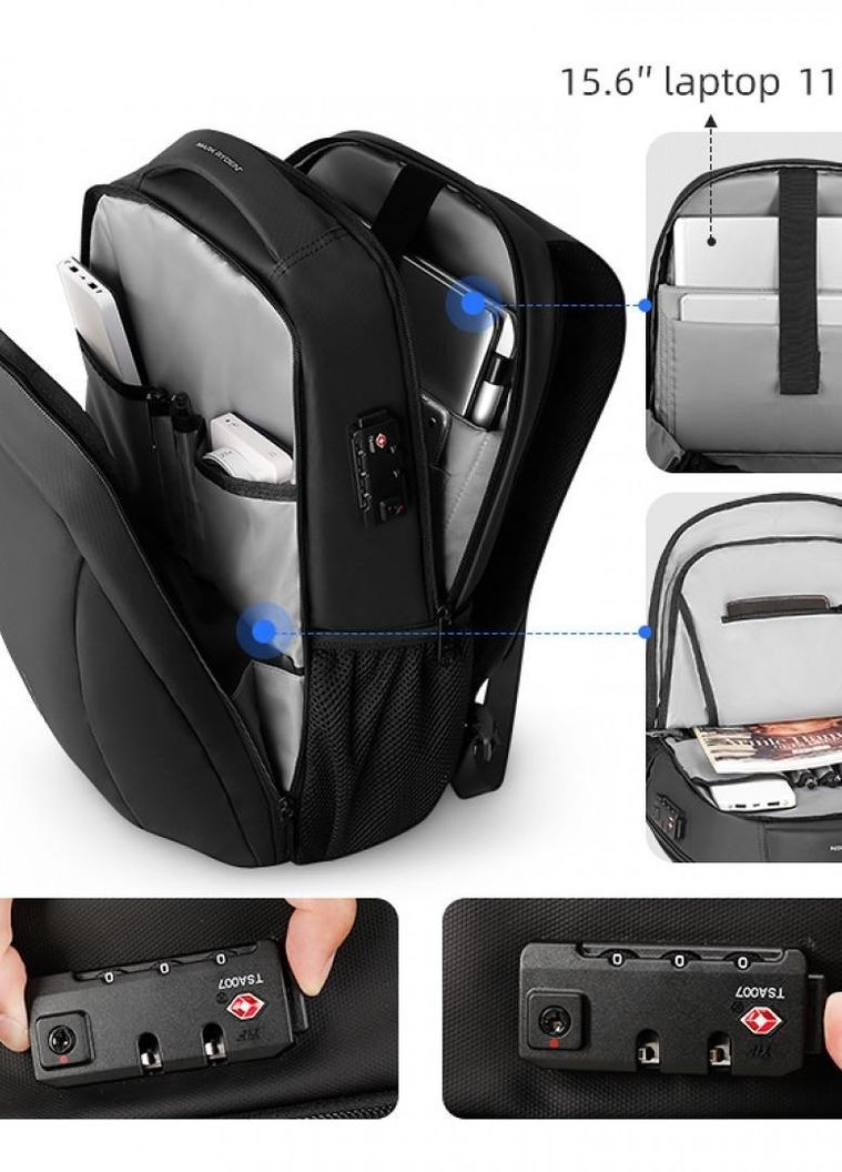 Рюкзак Bastion MR9380 для ноутбука 15,6" об'єм 25л. Чорний (MR9380-2251UA) Mark Ryden (267577775)