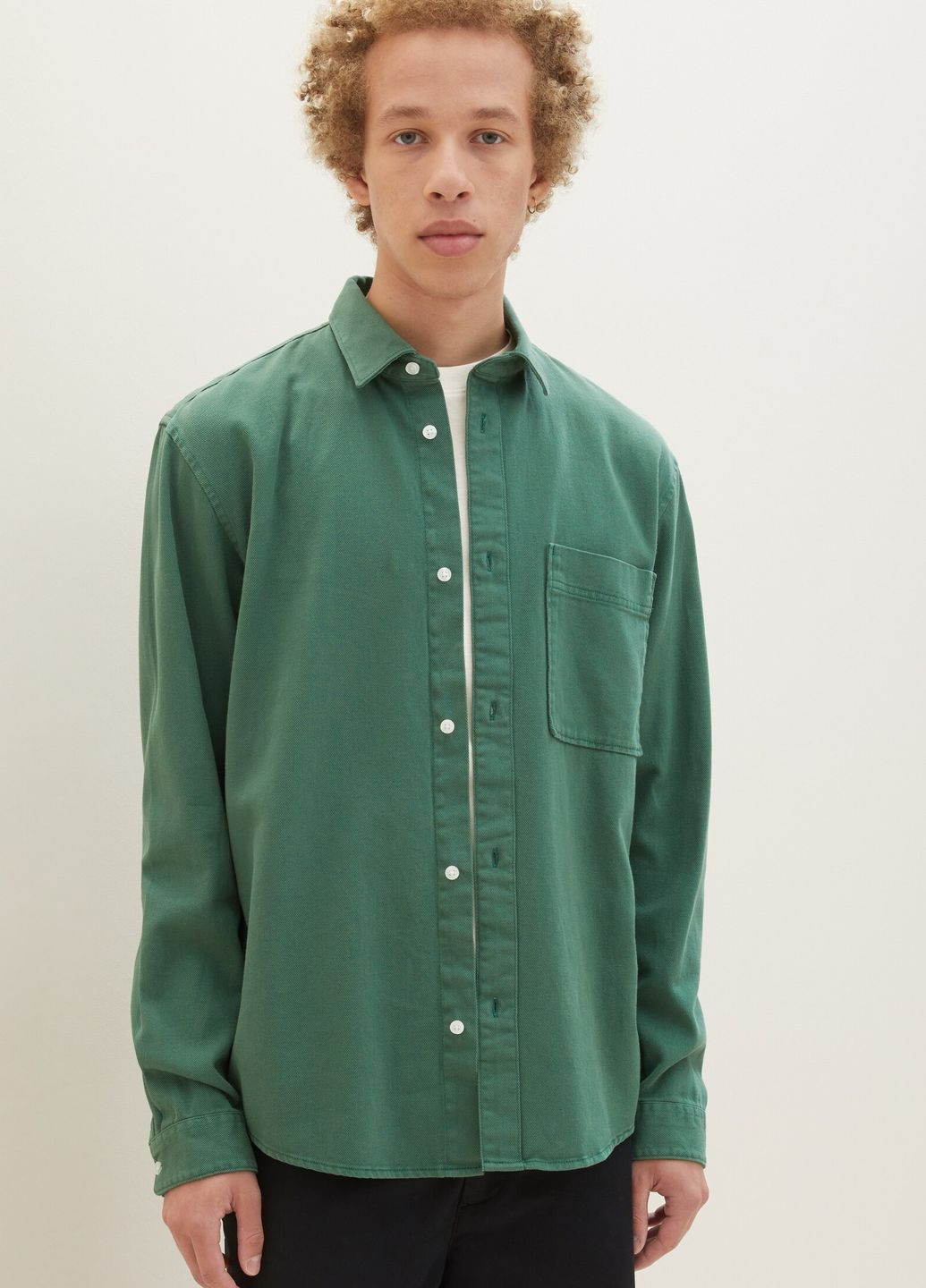 Зеленая кэжуал рубашка Tom Tailor