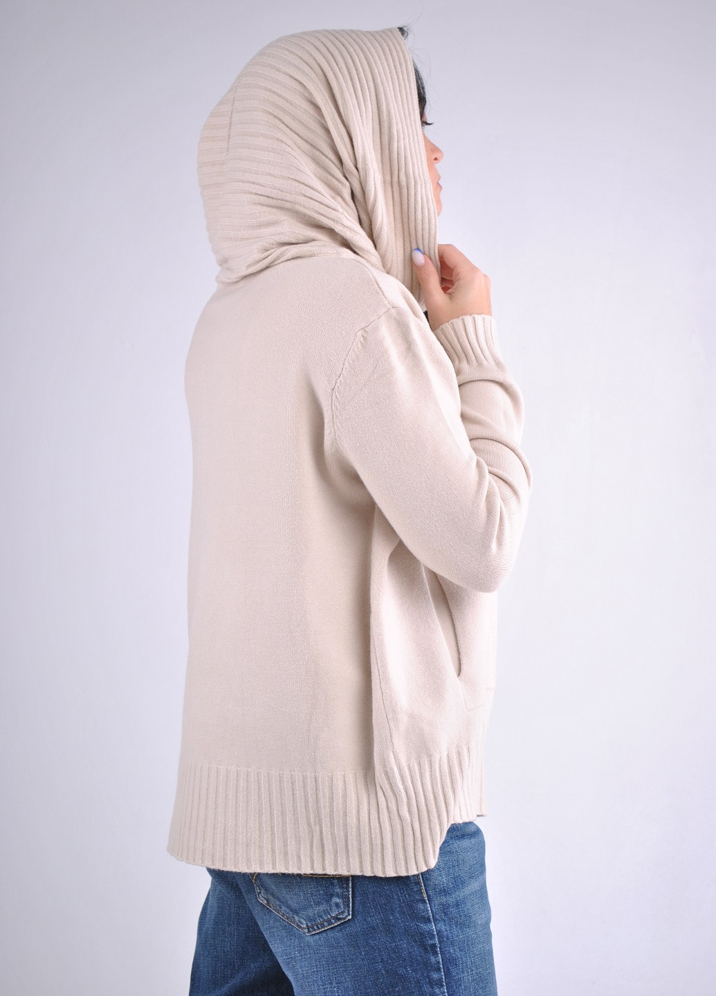 Молочный демисезонный свитер с хомутом Wool & Cashmere