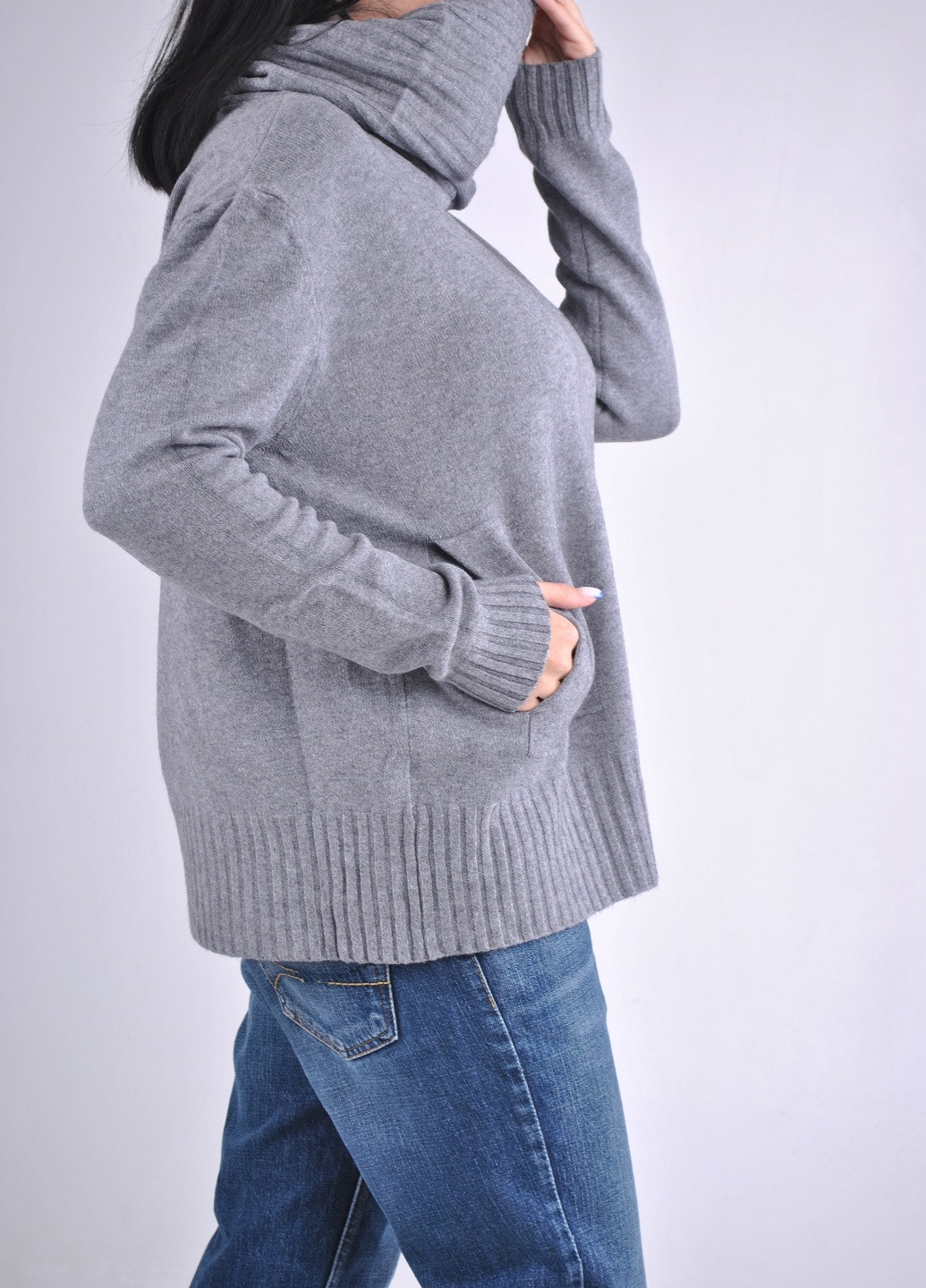 М'ятний демісезонний светр з хомутом Wool & Cashmere