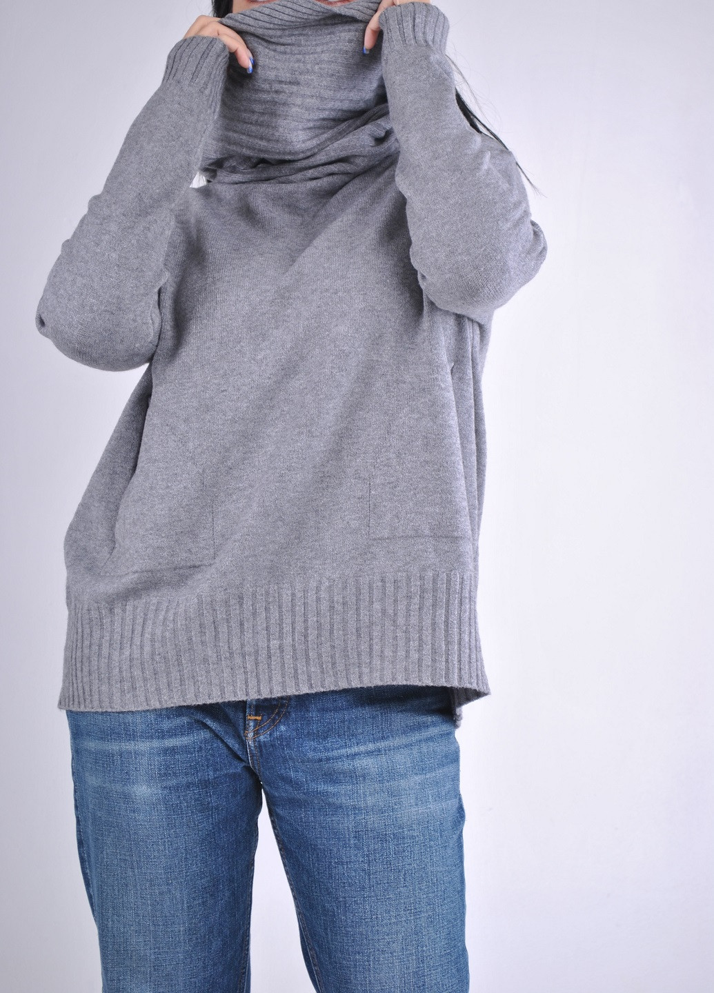 Мятный демисезонный свитер с хомутом Wool & Cashmere